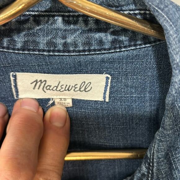 Madewell Long Sleeve Button Up Chambray Casual Dress Side Pockets Size XS - Picture 4 of 13